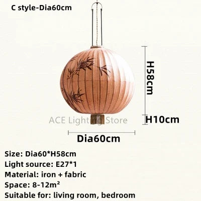 Nouvelle lampe lanterne en tissu chinois pour Restaurant salon rétro hôtel chez l'habitant balcon motif dessiné à la main lustre ampoule gratuite