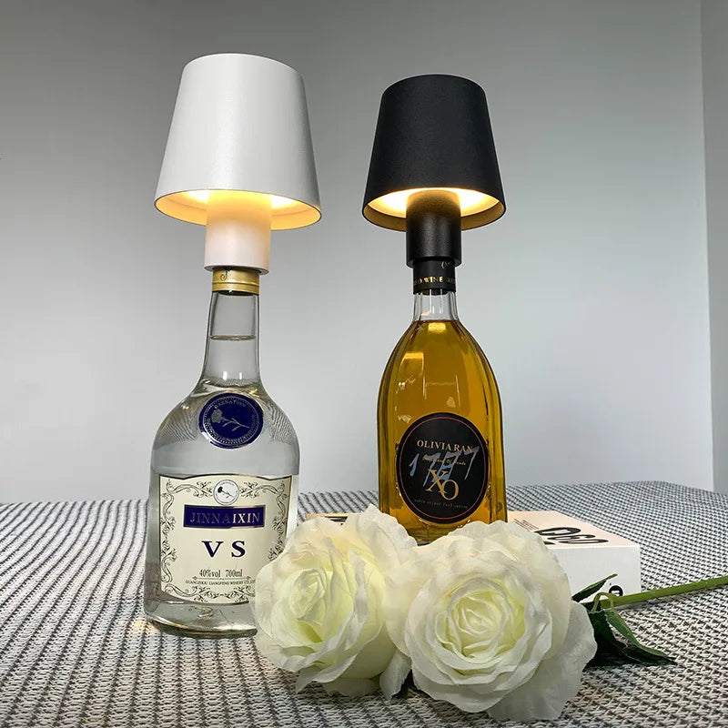 lampe de table portable en forme de bouteille de vin led amovible pour bar