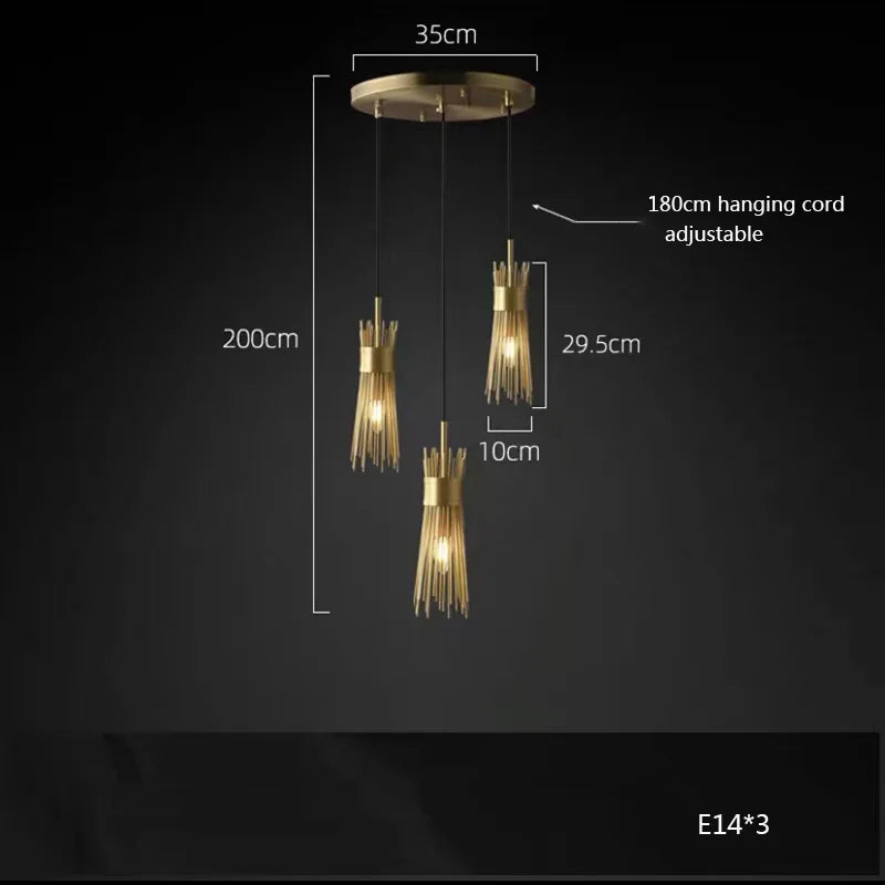 lustre en cuivre plein led décoratif pour maison créatif