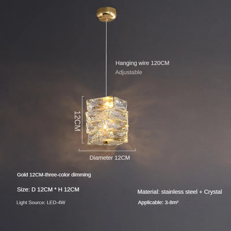 lustre moderne léger en cristal pour intérieurs élégants et contemporains