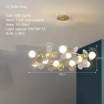 lustre moderne en verre design raisin doré luminaires suspendus