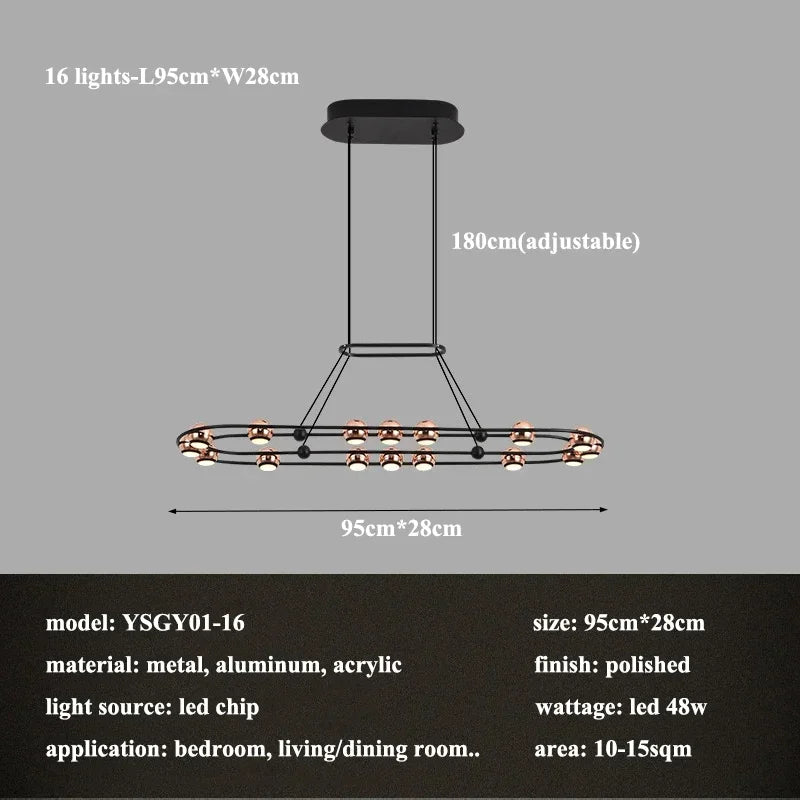 lustre led créatif italien en forme de haricot pour décoration intérieure