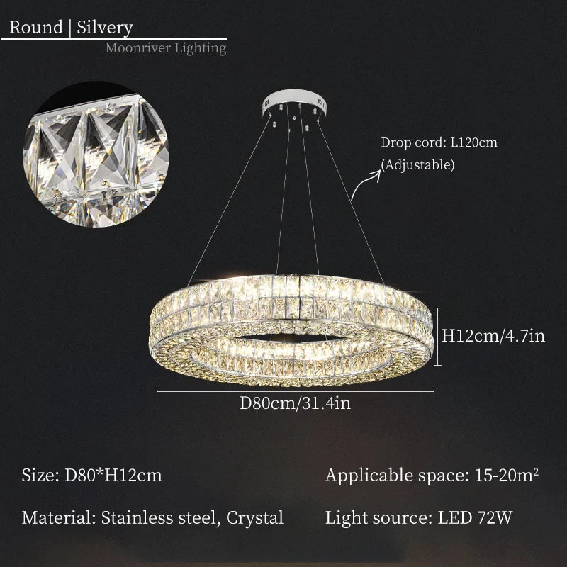 lustre en cristal moderne pour décoration intérieure de luxe