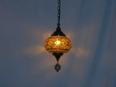 suspension vintage en verre teinté style bohème fait main en turquie