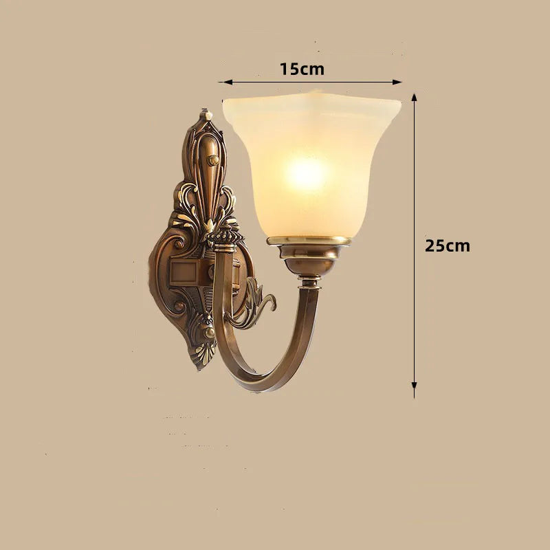 lustre vintage en cuivre avec abat-jour en verre dépoli