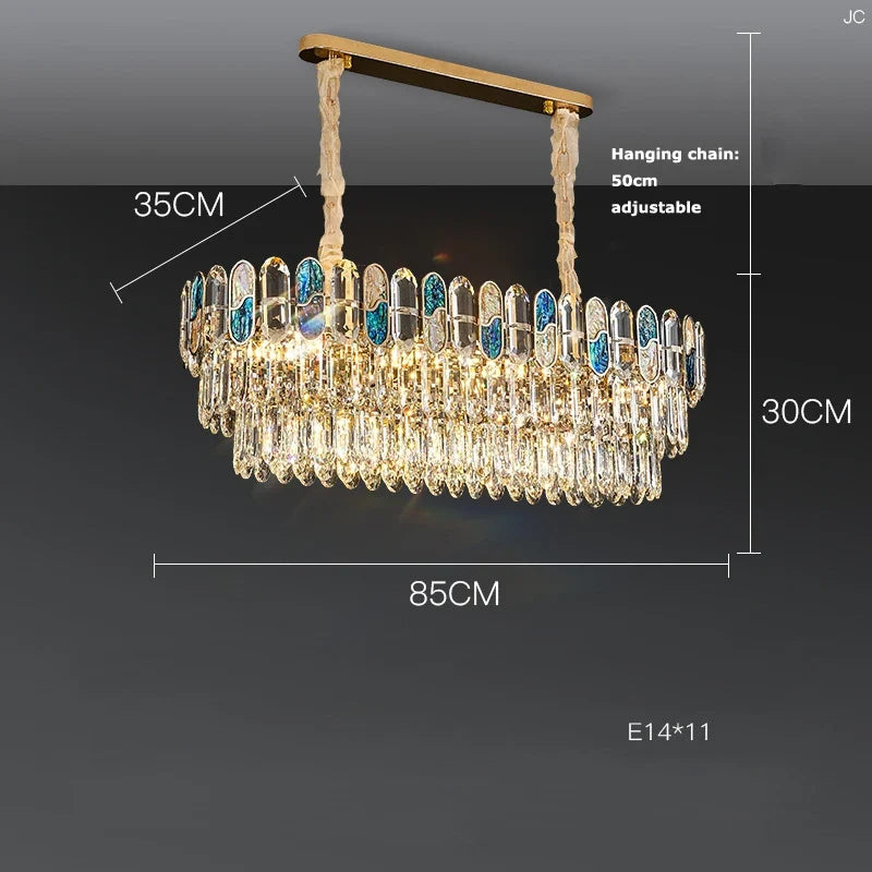 plafonnier led art déco en cristal doré et acier inoxydable