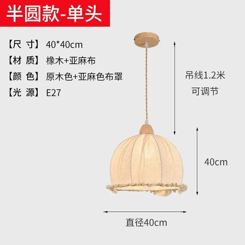 Lustre nordique en tissu de coton et de lin