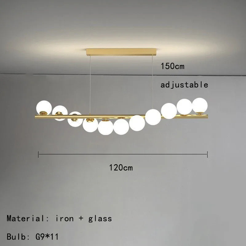 lustre créatif en verre pour bar et restaurant avec fil réglable