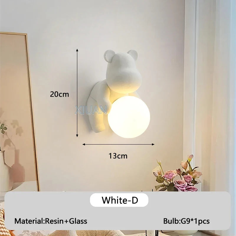 applique murale ours en résine et verre pour enfant