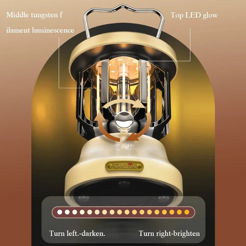 lanterne de camping rétro rechargeable en métal portable à led
