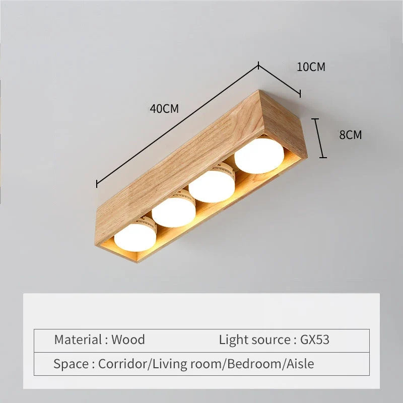 plafonnier minimaliste bois brut intérieur chambre bureau couloir vestiaire