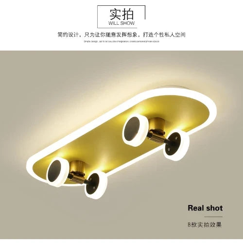 plafonnier skateboard à intensité variable pour chambre enfant