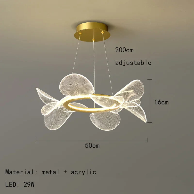 lustre led moderne en acrylique forme de fleur luxueux