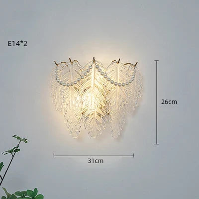 applique murale led en verre forme perle plume feuille coquille soleil fleur