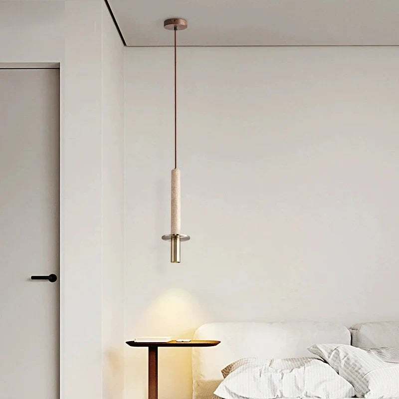 suspension LED nordique moderne chambre chevet longue ligne Simple décor à la maison jaune noir pierre