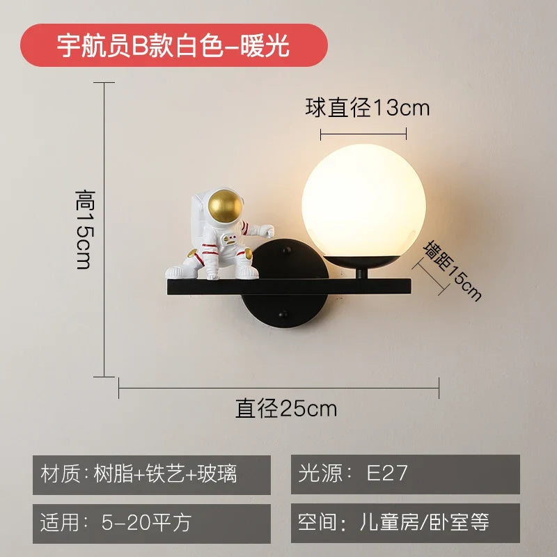 applique murale dessin animé astronaute lampe led pour enfants