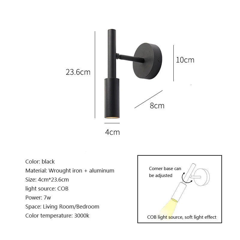 applique murale led minimaliste rotative pour éclairage réglable