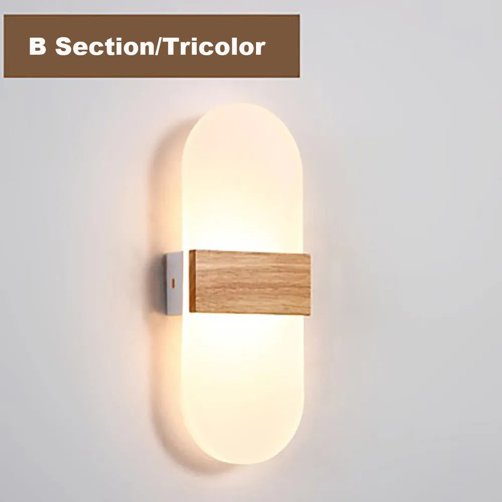 Nordique LED applique murale en bois acrylique chevet applique murale éclairage intérieur décor à la maison chambre salon cuisine étude allée lampe