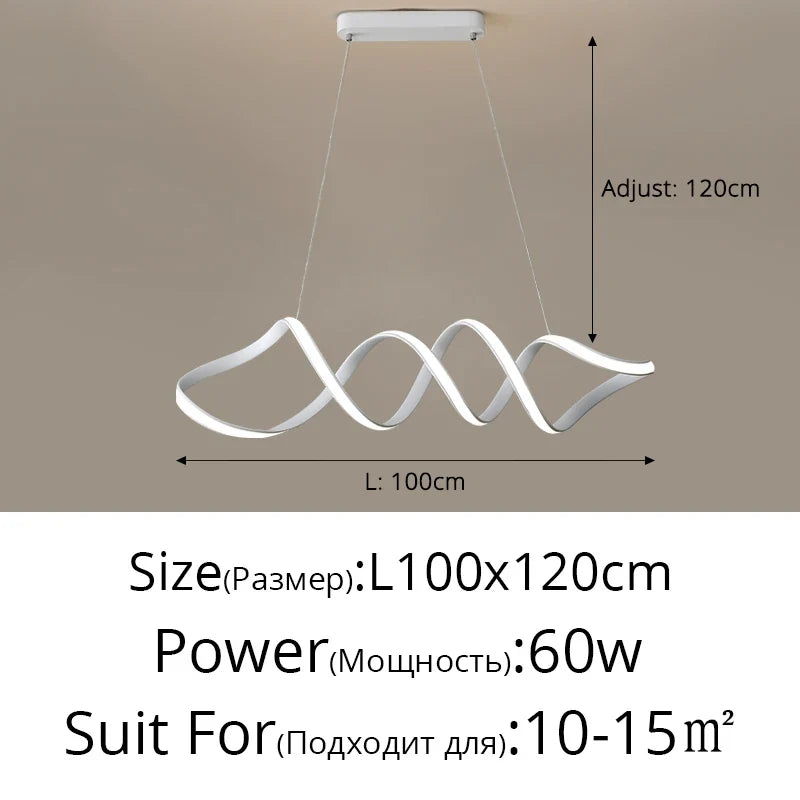 lustre nordique à led moderne atmosphérique et torsadé
