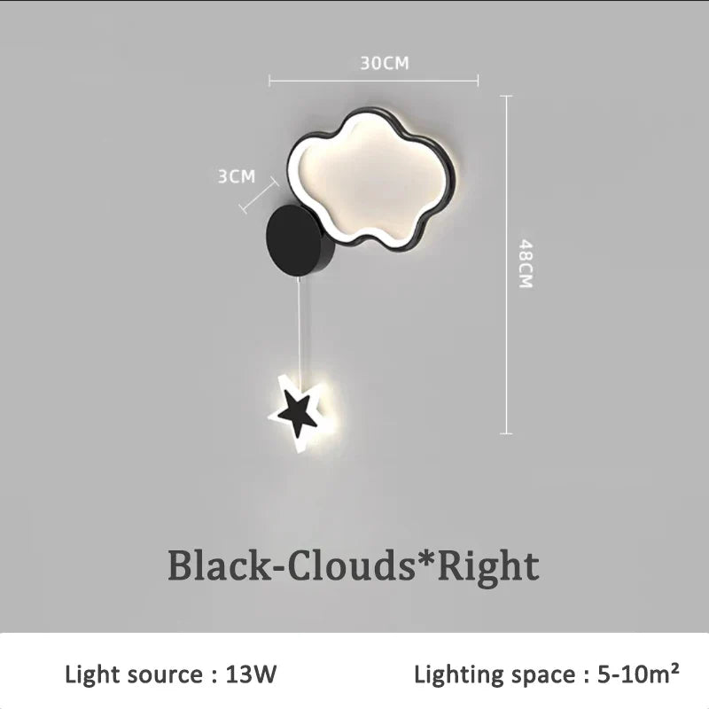 applique murale créative étoiles lune et nuages pour enfants