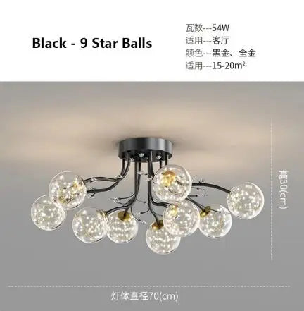 lustre à led en verre bulles design moderne et élégant