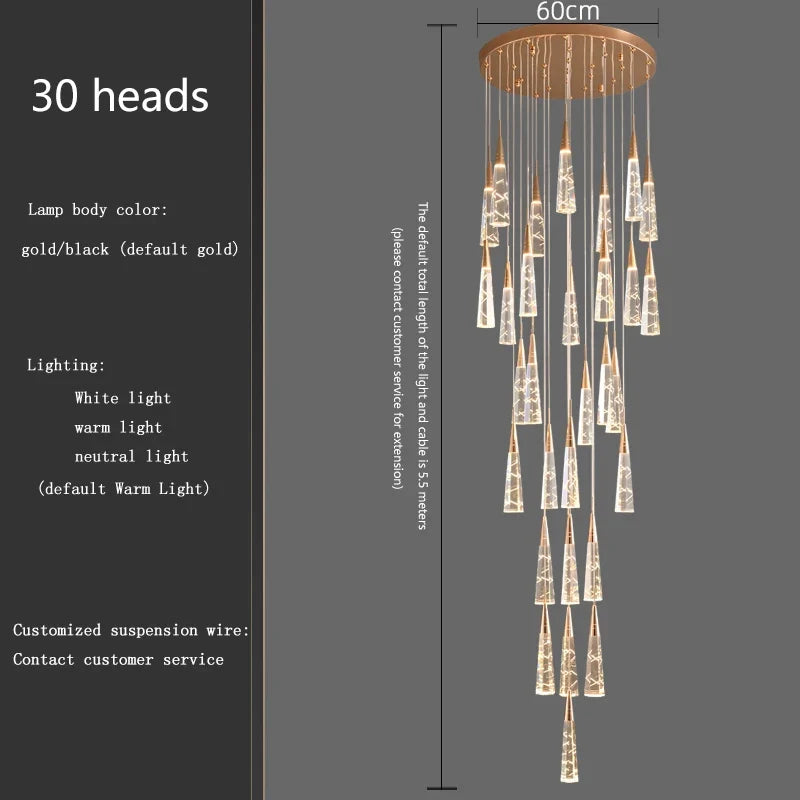 lustre moderne suspendu à branches avec longue ligne à led