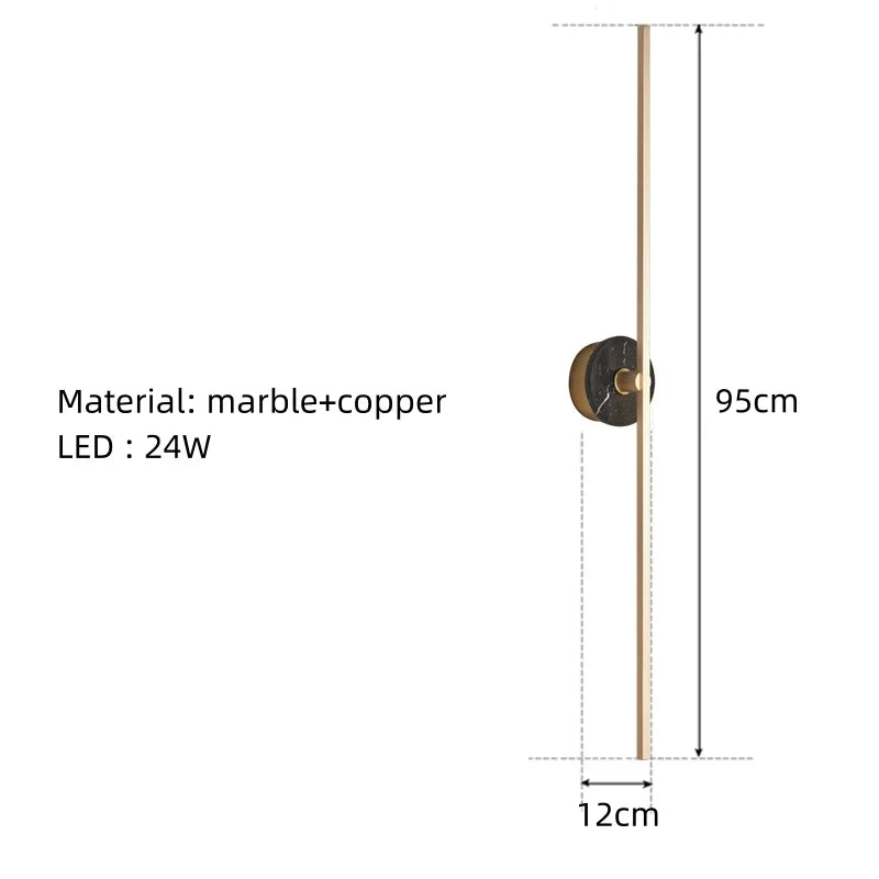 applique murale minimaliste en marbre naturel avec ligne en laiton