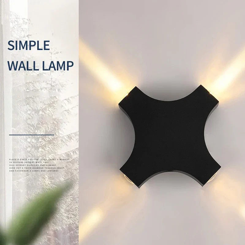 Moderne Simple 12W croix étoile lumière extérieure étanche applique murale LED décor porte d'entrée appliques jardin porche applique murale IP65
