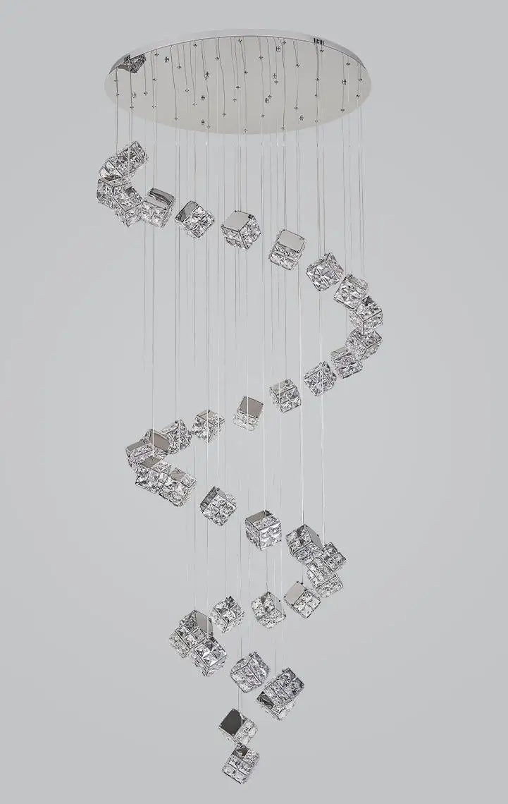 Modern Light Luxury K9 Crystal Villa Living Room Elevated loft Apartment Jumping Floor Rotating Hotel Duplex Floor Pendant Light