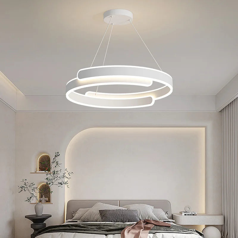 Lustre Noir Blanc Moderne LED Pour Salon Salle à manger Cuisine Éclairage Intérieur Décor À La Maison