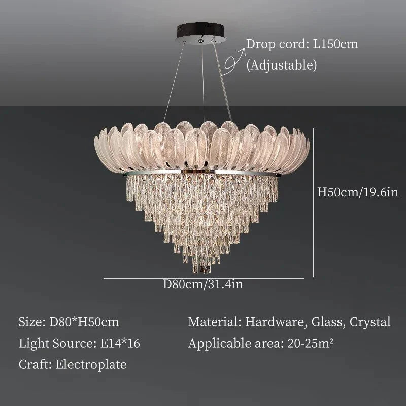 lustre en cristal de luxe pour décoration intérieure