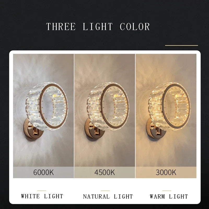applique murale led moderne en cristal de luxe