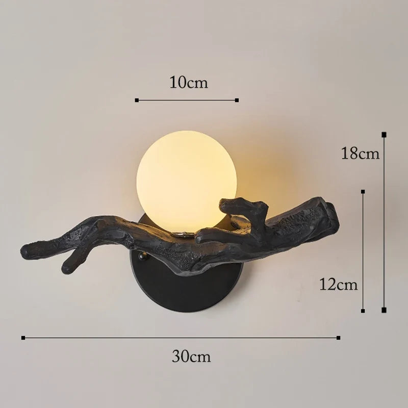 Applique murale LED Vintage en forme de branche d'arbre en résine