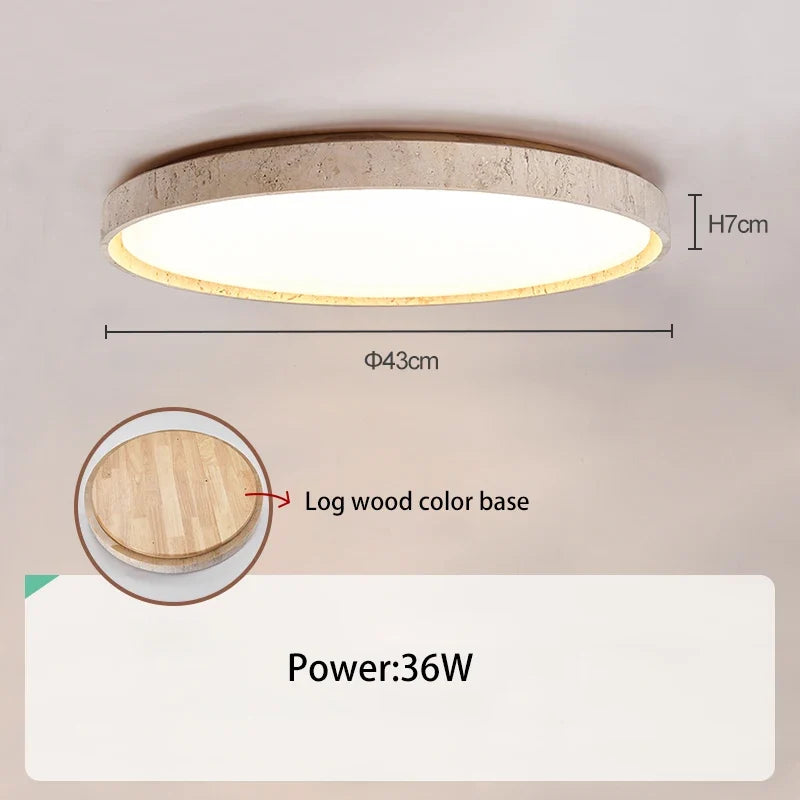 Led plafonnier pierre Downlight monté en Surface rétro luminaires noyer bûche bois couleur chambre salon grande lumière