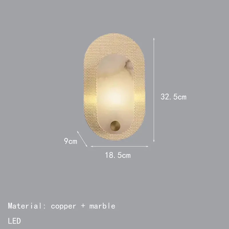 applique murale en marbre naturel ellipse art déco 3000k