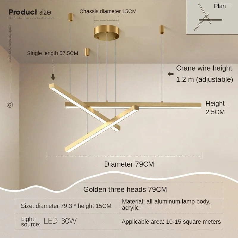 lustre suspendu moderne pour décoration intérieure lumineuse