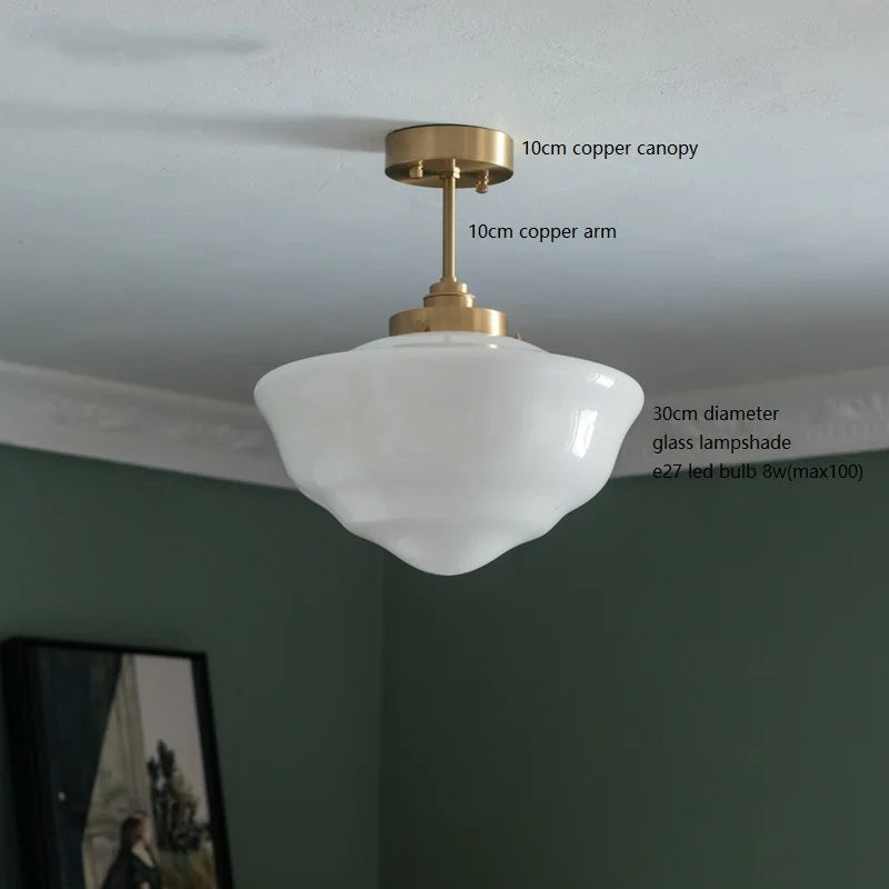 suspension led en verre avec prise en cuivre nordique moderne