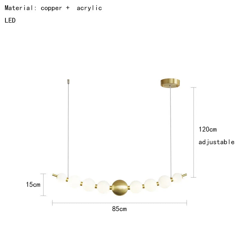 suspension led ronde en laiton cuivre et aluminium décorative