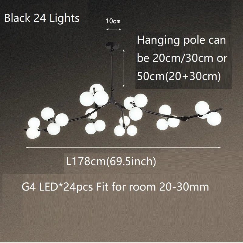 lustre moderne led créatif branche d'arbre moléculaire décorative