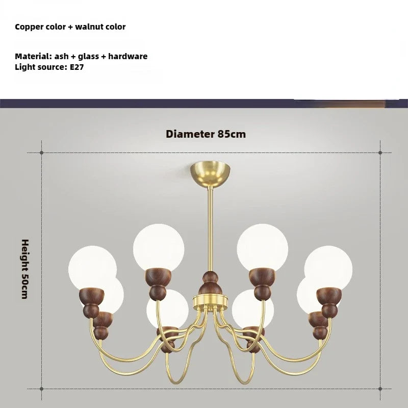 suspension en verre rétro avec éclairage led en bois