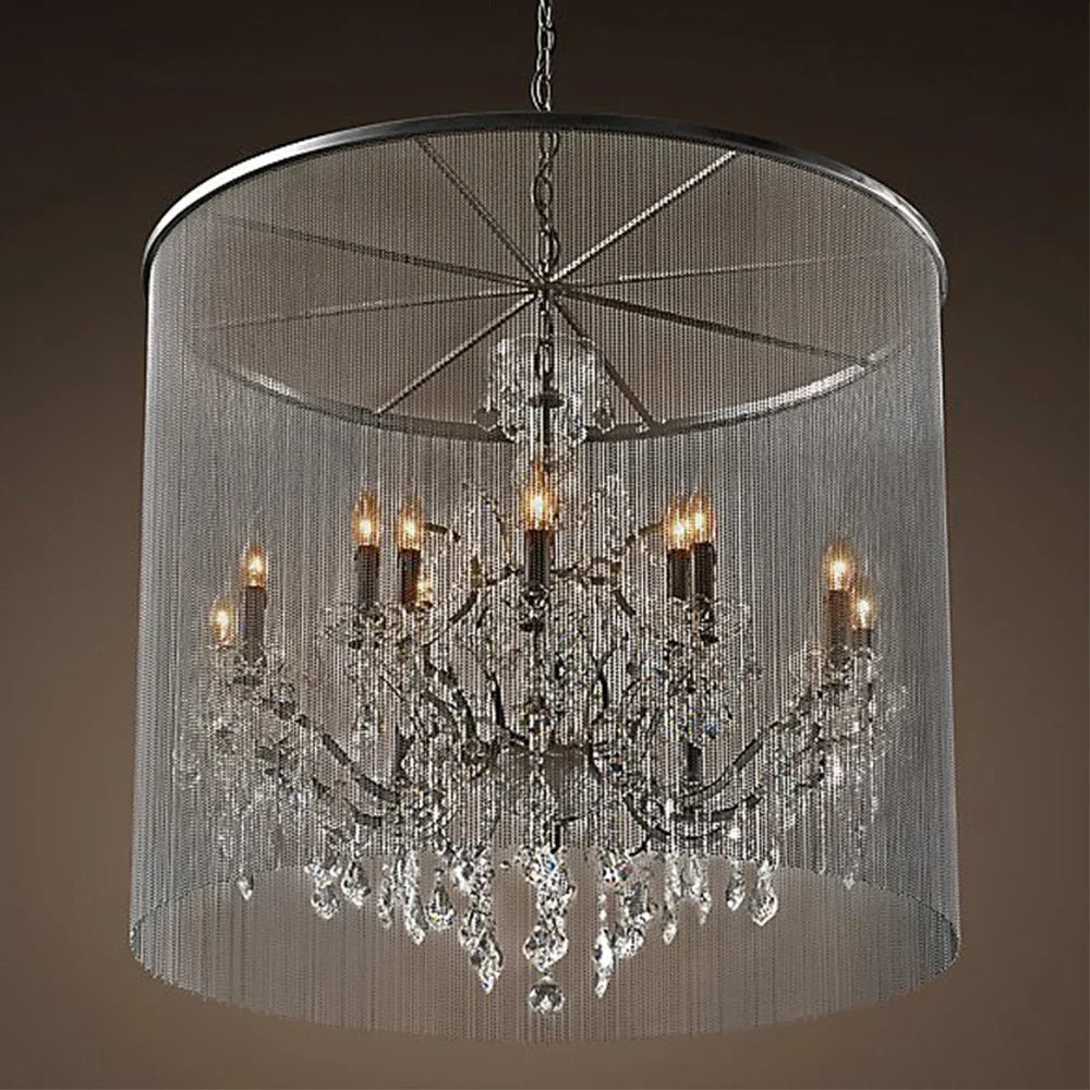 lustre traditionnel à éclairage led avec cristaux fumés
