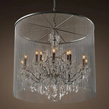 lustre traditionnel à éclairage led avec cristaux fumés