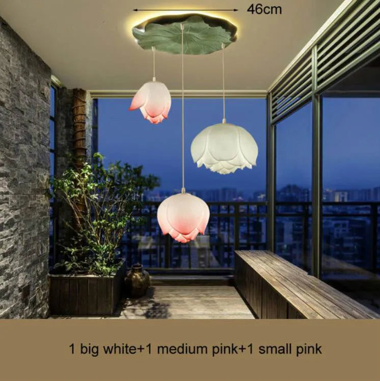 Suspension fleur Lotus style rétro LED