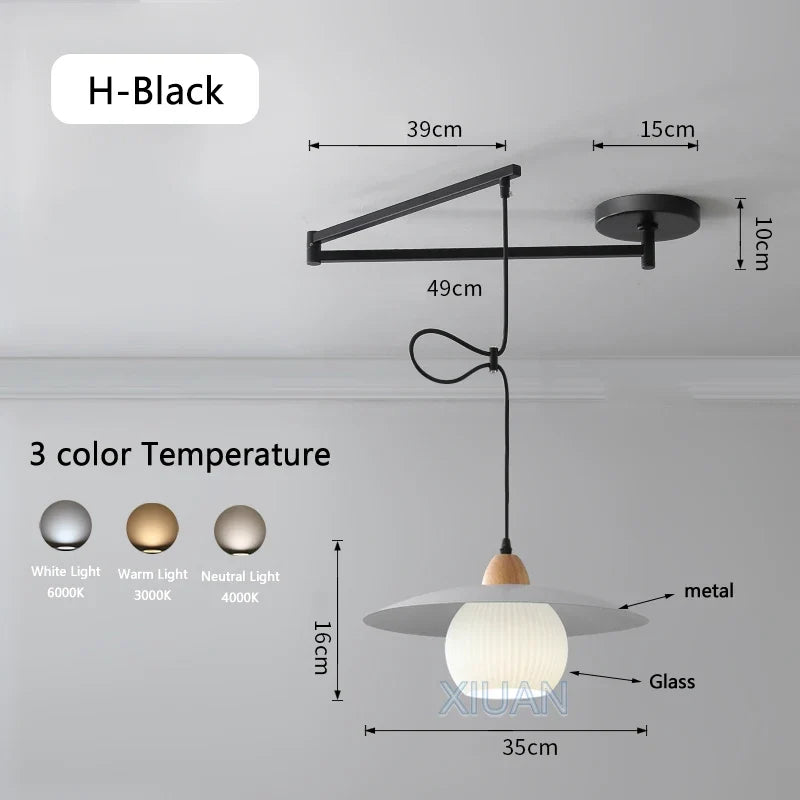 suspension moderne à bras oscillant led mobile