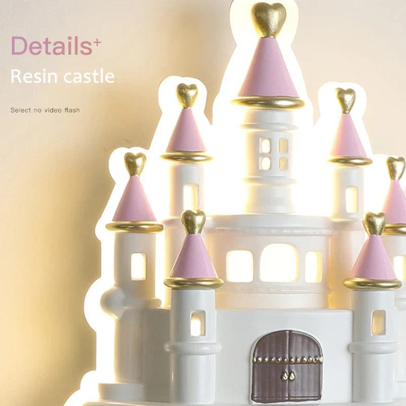 applique murale led château de dessin animé pour chambre fille protection yeux bébé