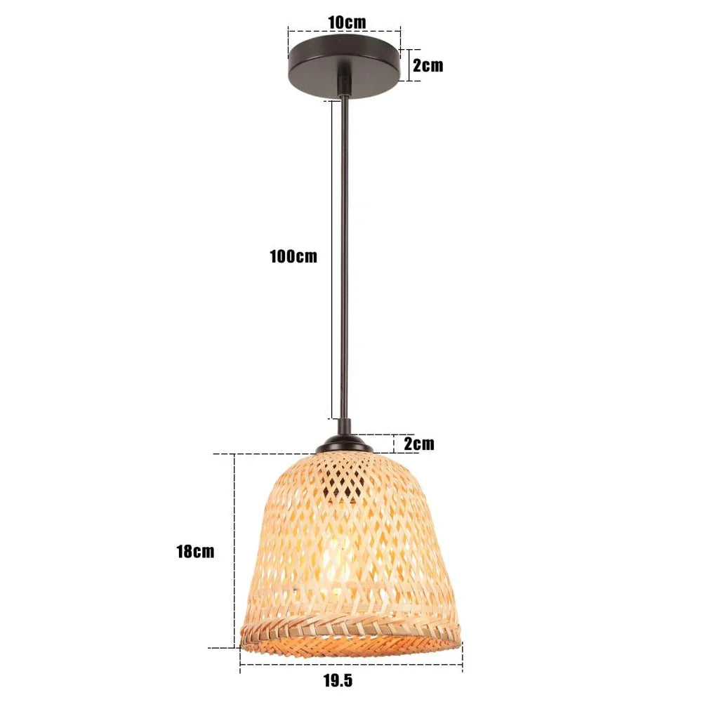 lustre tissé à la main en bambou avec led intégrée