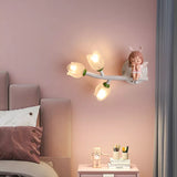 applique murale fille lapin g4 led fleur