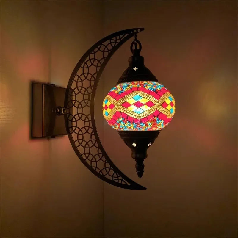 applique murale rétro bohème en forme de lune décorative artisanale