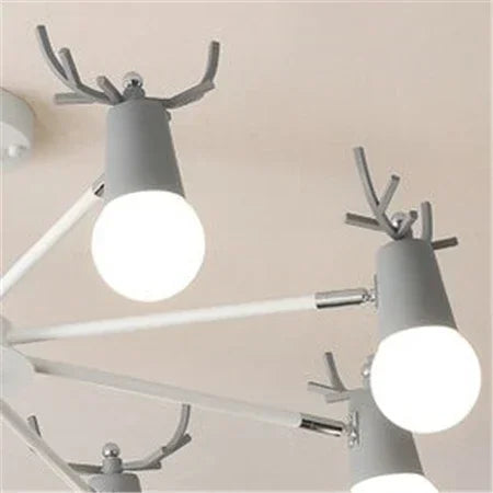 lustre led en fer et bois forme cerf pour décoration intérieure