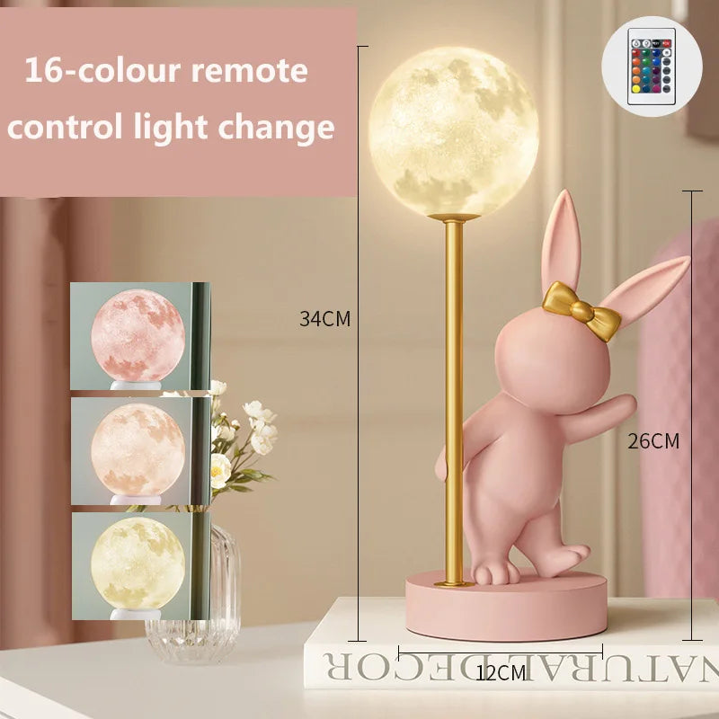 Lampe de Table en forme de lapin rose nordique